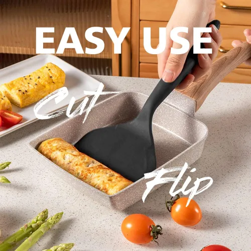 Vista 5 de Sartén cuadrada con revestimiento de cerámica, sartén pequeña de tortilla tamagoyaki japonesa, sartén rectangular antiadherente para huevos