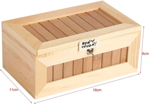 Vista 4 de Cryfokt Dont Touch - Caja de madera electrónica USB para ahorrar dinero, divertida e interactiva, juguete para aliviar el estrés, decoración