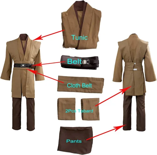 Vista 7 de Disfraz de túnica para hombre túnica con capucha conjunto completo de disfraz de Halloween