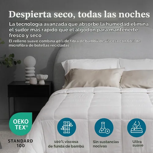 Vista 3 de Olive + Crate Edredón de bambú, relleno de edredón tamaño Queen, 88 x 90