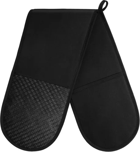 Vista 9 de AUAUY Guantes de horno y soportes para ollas Juego de 6 piezas, guantes de cocina resistentes al calor de 392°F y almohadillas térmicas Guantes