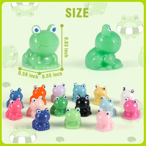 Vista 5 de Diinokiy 180 piezas de mini rana de resina para decoración de jardín, bonitas figuras verdes en miniatura, ranas pequeñas, hadas, animales, musgo
