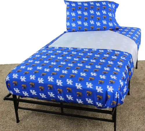 Vista 2 de Everything Comfy Kentucky Wildcats - Juego de sábanas de 3 piezas, tamaño individual, fondo del color del equipo, 1 sábana encimera, 1 sábana