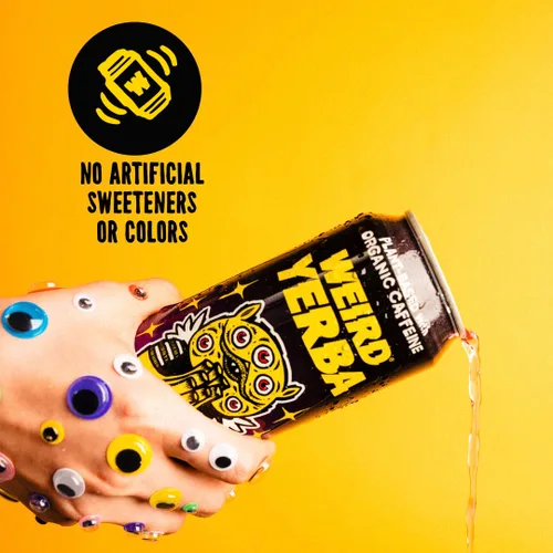 Vista 6 de Bebe Weird Organic Acai Pomegranate Yerba Mate – Latas de 16 onzas, 160 mg de cafeína orgánica, paquete de 12 – Alternativa a bebidas energéticas