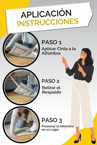 Vista 3 de The Good Stuff Cinta adhesiva de doble cara para alfombras [2 x 10 yardas], cinta resistente antideslizante para alfombras, suelos de madera dura