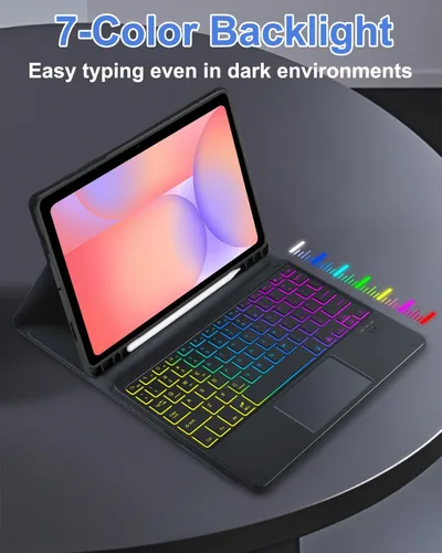 Vista 8 de MePadKey Funda de teclado Touchpad para tableta Samsung Galaxy Tab S10 Lite/S10 FE/S9 FE 10.9 pulgadas/S9 11 pulgadas 2025/2023, retroiluminación