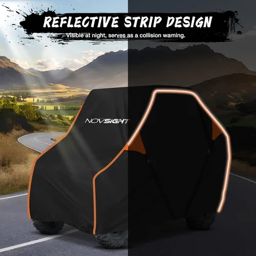 Vista 4 de NOVSIGHT Cubierta UTV para 2 a 3 pasajeros, resistente 420D Oxford impermeable lado a lado, sistema de correa cruzada resistente al viento