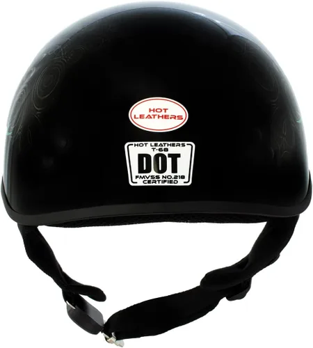 Vista 6 de Hot Leathers HLD1045 - Casco negro brillante 'Cross De Lis' avanzado aprobado por DOT para hombres y mujeres motoristas