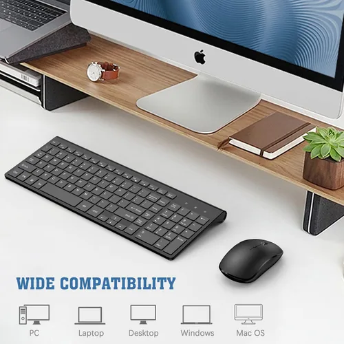 Vista 7 de Combo de teclado y mouse inalámbrico recargable - J JOYACCESS 2.4G Combo de teclado y mouse inalámbrico compacto, silencioso y delgado para laptop