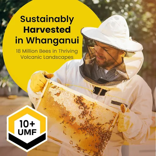 Vista 6 de Yobees Honey Miel de Manuka de Nueva Zelanda cruda y sin pasteurizar orgánica MGO 261+ / Certificado UMF 10+ 8.8 onzas