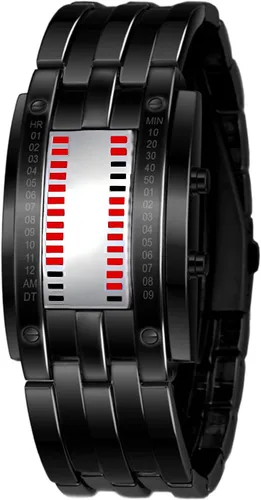 Vista 7 de Fashion Mens Binary Sports Watch Digital LED Matrix Black Square Watch
