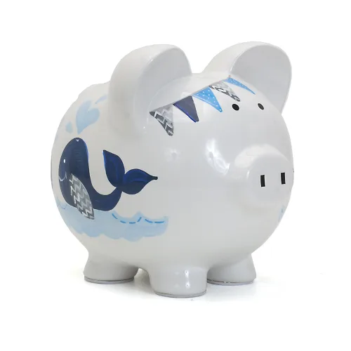 Vista 9 de Child to Cherish Cerdito de cerámica para niños, avión de papel