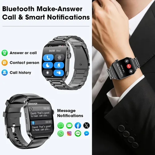 Vista 3 de Curve - Reloj inteligente militar para hombre (respuesta/hacer llamadas), reloj inteligente AMOLED de 1.93 pulgadas con monitor de frecuencia