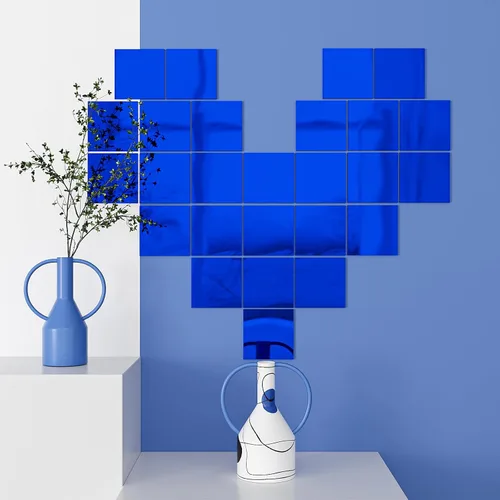 Vista 2 de VEELIKE Papel tapiz de vinilo metálico azul brillante de 15.7''x118'', despegar y pegar, vinilo espejo azul no reflectante, rollo de vinilo adhesivo