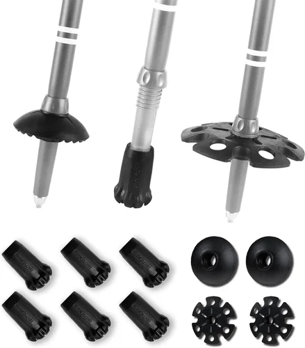 Vista 7 de TREKOLOGY Trekking Pole Tips and Baskets Set - Rubber Replacement Accessories for Walking Sticks and Hiking Pole