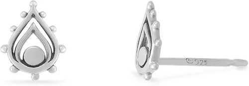 Vista 2 de Boma Pendientes de plata de ley balinesa tribal boho con forma de lágrima, Metal, No es una piedra preciosa