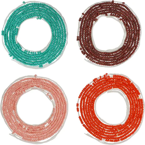Vista 24 de 4 cuentas de cintura africana hechas a mano de 50 pulgadas para mujer, no elásticas (corbata)