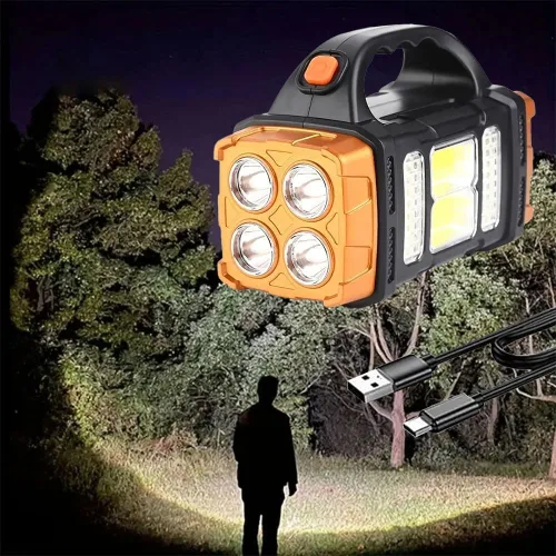 Vista 8 de IFTHFOUR Linterna Solar de Altos Lúmenes - Luz de Trabajo LED con USB-C Recargable, Impermeable, Linterna y Farol Multifunción para Acampar, Rojo