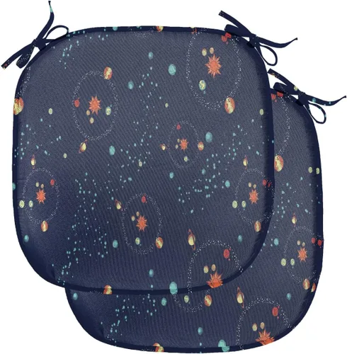 Vista 108 de Ambesonne Flamingo - Cojín de asiento para silla, diseño de fantasía exótica con elementos de vida silvestre hawaiana en colores pastel, acolchado