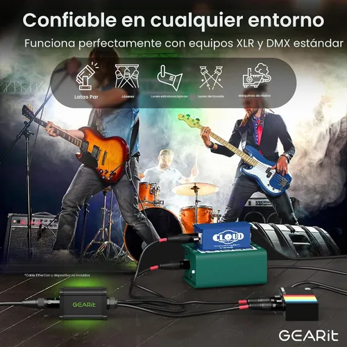 Vista 4 de GEARit Serpiente de 4 canales (cable de derivación de 2 pies) 3 pines XLR/DMX/AES-EBU a Ethercon RJ45 Cat5/Cat6 Ethernet Extensor para escenario