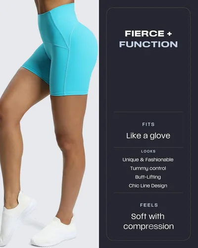 Vista 3 de Aoxjox Scarlett Scrunch - Pantalones cortos de ciclismo para mujer, control de abdomen, tiro alto, ejercicio, atletismo, gimnasio, correr, yoga, 6