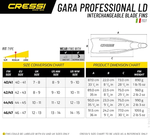 Vista 5 de Cressi Gara Professional LD, negro, 46/47 [Duplicado]