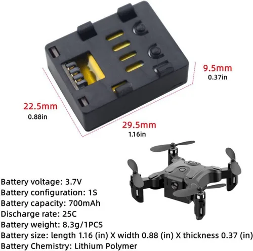 Vista 2 de Para batería de dron 4D V2, para dron 4D V2, 3 piezas, 3.7 V, 700 mAh, batería de litio para 4D V2 4D-V2 Mini Drone Batería para 4D V2 Drone