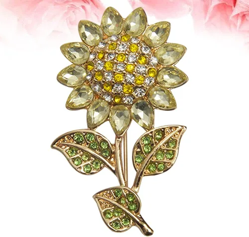 Vista 8 de Generic Women Sun Flower Lapel Pin Sunflower Shape Brooch Crystal Elegant Plant Flower Rhinestone Brooch for Ladies Girls Backpack Clothes Hat Bag