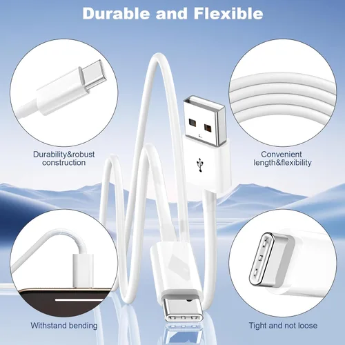 Vista 3 de Cable USB A a USB C para iPhone 18/17/16/15 (3 pies), cable USB C CarPlay Blanco