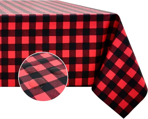 Vista 26 de Romanstile Mantel rectangular de vinilo, 100% impermeable, mantel de plástico a cuadros de búfalo, resistente y lavable para exteriores, campamento