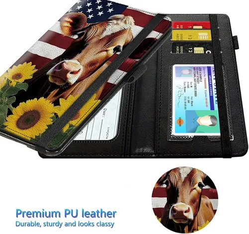 Vista 39 de Funda para chequera para hombres y mujeres, cartera de cuero RFID con ranuras para tarjetas de crédito, soporte de cheques duplicados personales