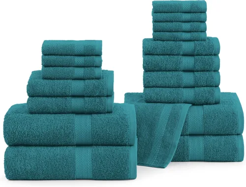 Vista 28 de Lane Linen Juego de toallas de baño de 100% algodón - Producido de manera sostenible, 18 piezas para el baño - 6 toallas de mano, 8 toallitas, 4