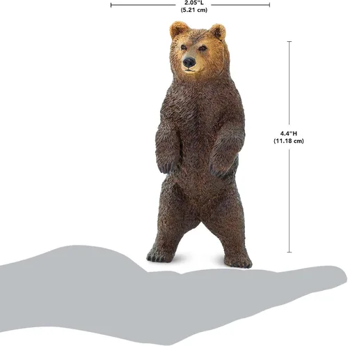 Vista 3 de Safari Ltd. Figura de oso Grizzly – Figura de modelo realista de 4.2 pulgadas pintada a mano, divertido juguete educativo para niños, niñas y niños