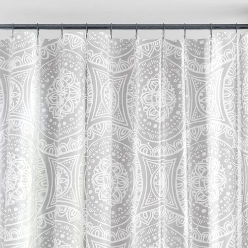 Vista 5 de Zenna Home Medallion - Cortina de ducha impermeable de PEVA, 70 x 72 pulgadas, color blanco
