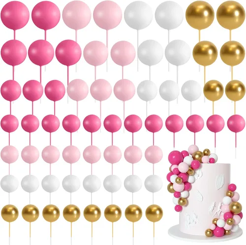 Vista 7 de 75 Piezas Decoraciones Topper de Bolas Negras para Pastel de Espuma Topper para Cupcakes Mini Globo Topper de Bolas para Pastel Picks para Negro