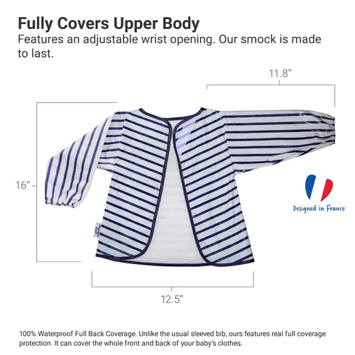 Vista 4 de Bata impermeable para padres, Rayas azules