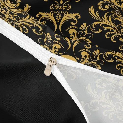 Vista 4 de Erosebridal Juego de ropa de cama gótica de damasco para adultos, funda de edredón victoriana antigua, tamaño individual, funda de edredón gótica