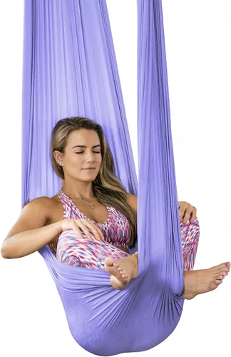Vista 10 de Pinc Active Silk Aerial Yoga Swing & Hammock Kit for Improved Yoga Inversions, Flexibility & Core Strength