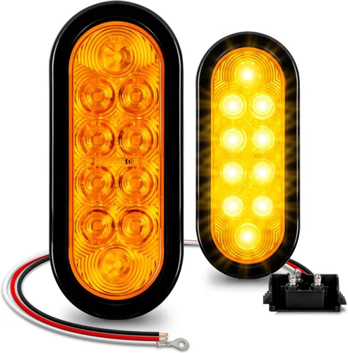 Vista 8 de Juego de luces traseras LED ovaladas para remolque de 6.0 in, 2 color ámbar y 2 color rojo 4 Rojo + 2 Blanco