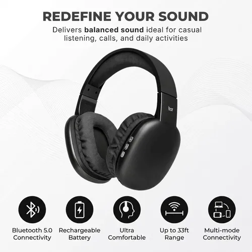 Vista 3 de iJoy - Auriculares ultra inalámbricos con micrófono, auriculares Bluetooth inalámbricos recargables sobre la oreja con 10 horas de reproducción