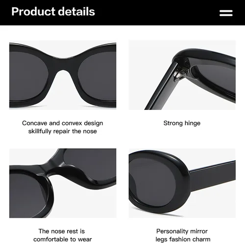 Vista 5 de Gafas de sol ovaladas de moda para mujeres y hombres, gafas modernas de ojo de gato para niñas