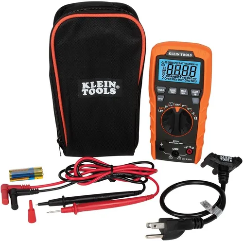 Vista 2 de Klein Tools ET270 Multiprobador digital de rango automático, AC/DC, resistencia y kit de herramientas de búsqueda de disyuntores 80016