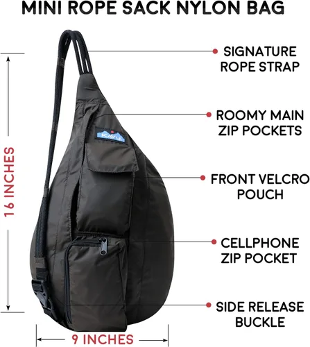 Vista 6 de KAVU Mochila bandolera tipo bandolera Mini Rope Sack - Blackout, Blackout