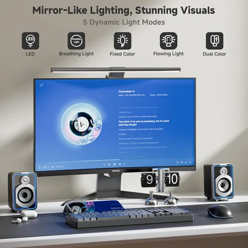 Vista 2 de SOULION Altavoces de computadora 2.0, altavoces de PC con cable Bluetooth de 10 W alimentados por USB con cápsula de fácil control para escritorio