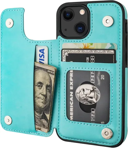 Vista 18 de ONETOP - Funda tipo cartera para iPhone 13 Mini con tarjetero, color negro Kickstand,ID/Cash Holder,Case Wallet with Card Slots,Double Magnetic