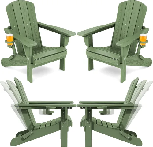 Vista 27 de SERWALL Silla Adirondack plegable ajustable, silla Adirondack reclinable con 3 posiciones reclinables, HDPE para todo tipo de clima, Adirondack