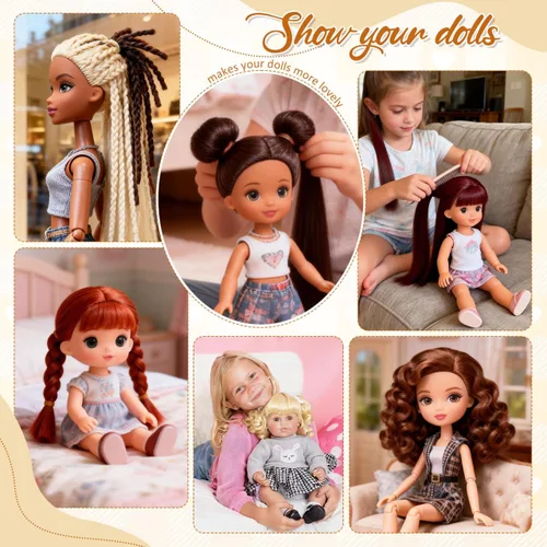 Vista 4 de 6 extensiones de cabello lacio resistente al calor para muñeca BJD Reborn