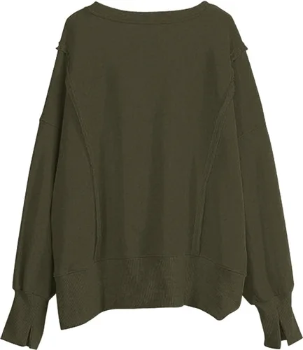 Vista 4 de Sudaderas casuales de manga larga con cuello redondo para mujer, con bolsillos, casual, para otoño 2023