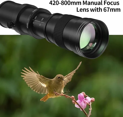 Vista 8 de 420-800mm f/8.3 Lente teleobjetivo Zoom para cámara SLR para Canon T7i T6 T6i T6s T7 T8i T3i, T4i, T5, T5i, SL2, SL1 4000D 2000D 80D 90D 5D III 6D
