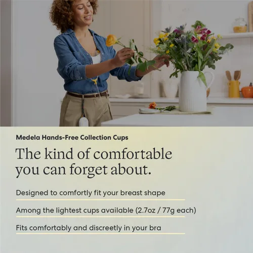 Vista 8 de Vasos de colección manos libres Medela, compatibles con los extractores de leche Freestyle Flex, Pump in Style con MaxFlow y Swing Maxi eléctricos